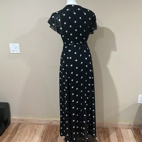 Eva Mendes Black and White Wrap Maxi Dress - Picture 5 of 7